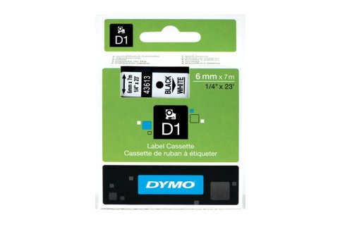 DYMO SD43613 Black on White 6MM X 7M Tape (Genuine)