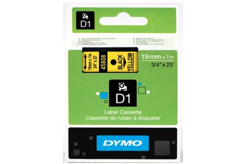DYMO SD45808 Black on Yellow 19MM X 7M Tape (Genuine)