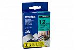 Brother PT-2430PC Laminated Black on Green Tape - 12mm x 8m (Genuine)