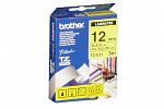 Brother PT-2700 Laminated Blue on Flu. Yellow Tape - 12mm x 5m (Genuine)
