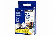Brother PT-7600 Laminated Blue on White Tape - 24mm x 8m (Genuine)