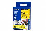 Brother PT-9600 Laminated Black on Yellow Tape - 24mm x 8m (Genuine)