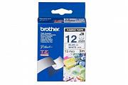 Brother PT-1650 Fabric Tape Blue on White Tape - 12mm x 3m (Genuine)