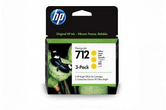 HP NO 712 Designjet T650 Yellow Ink 29ml - 3 Pack (Genuine)