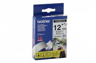 Brother PT-1230PC Flexible Black on White Tape - 12mm x 8m (Genuine)