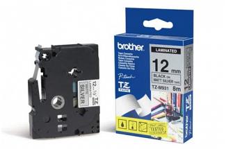 Brother PT-7100VP Laminated Black on Matt Silver Tape - 12mmx8m (Genuine)